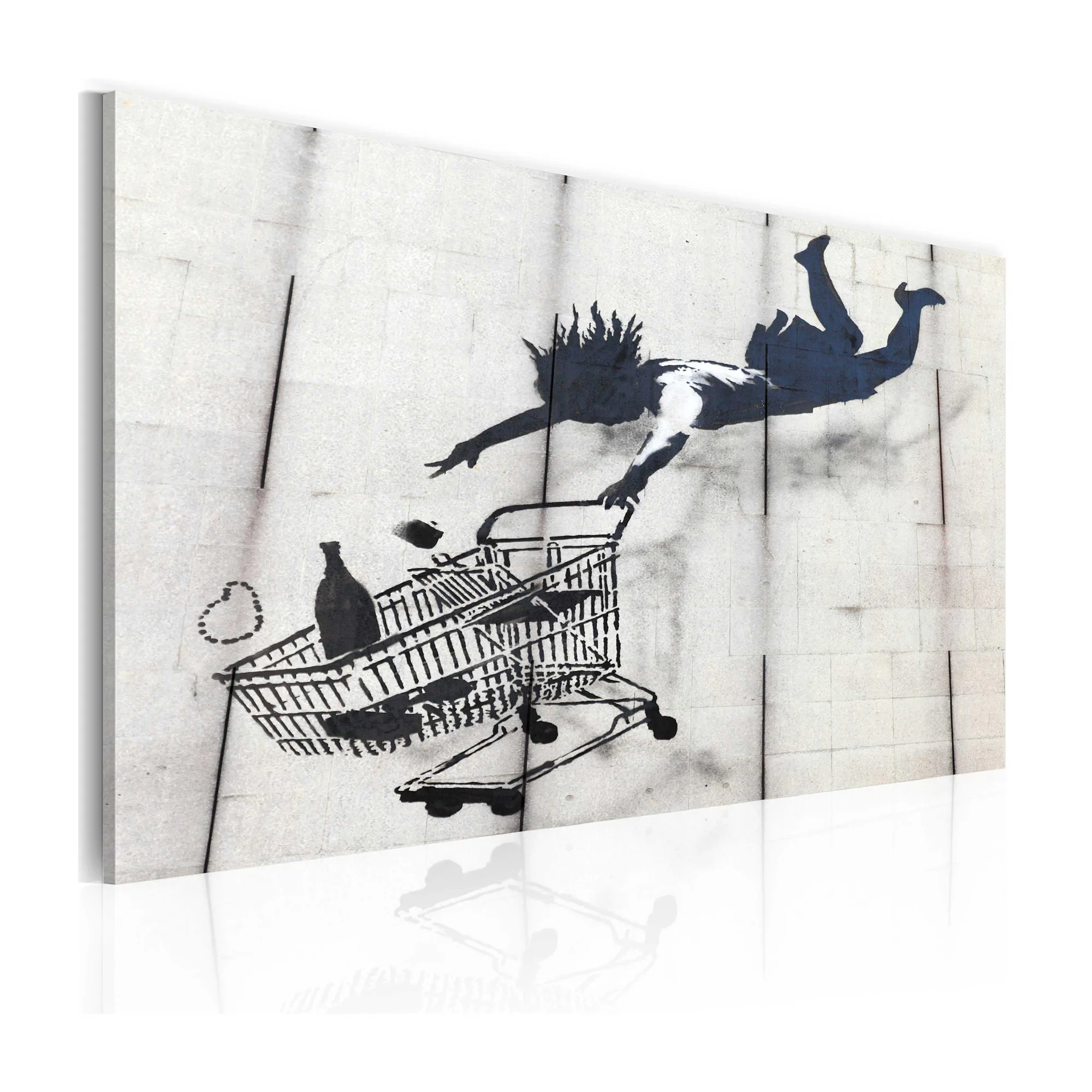 Tavla Arkiio FallIng Woman With Supermarket Trolley Banksy 60x40