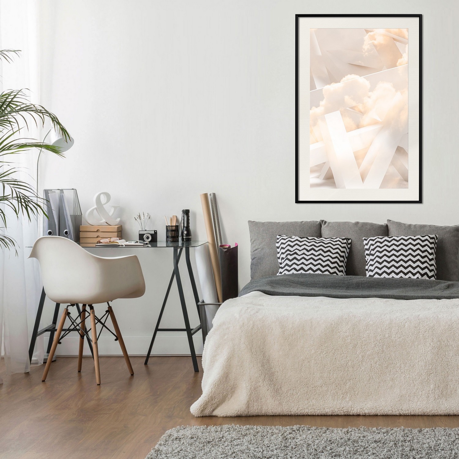 Affisch - Abstraction with Clouds [Poster] 40x60 Svart ram med passepartout, 40x60 cm
