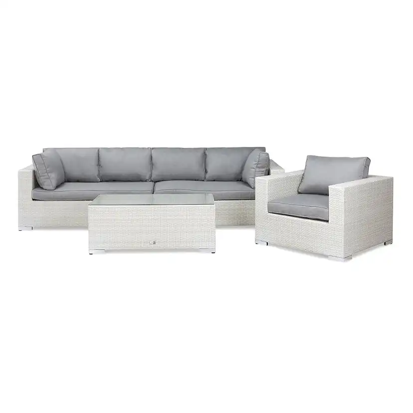 Loungegrupp Comfort Garden Bahamas 5-sits Bord Utefåtölj Vit Utomhus
