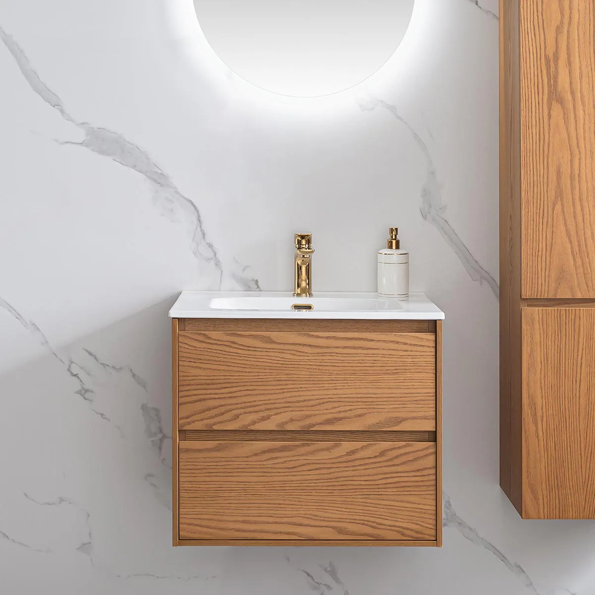 Tvättställsskåp Bathlife Lättsam 600 Natur ek Bredd: 600 mm