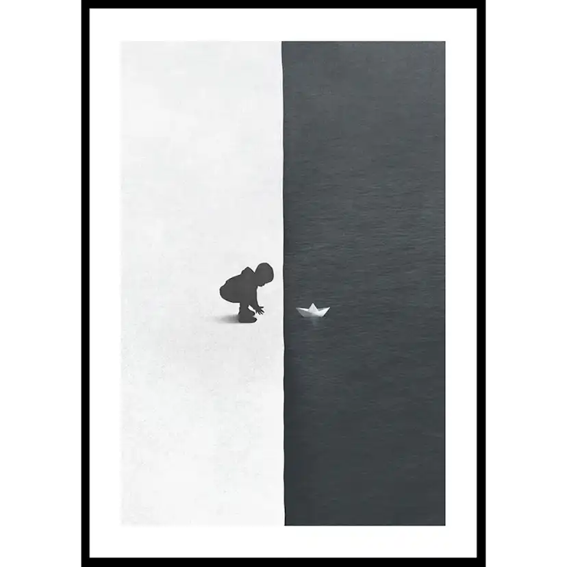 Poster Gallerix Child With Boat Contrast