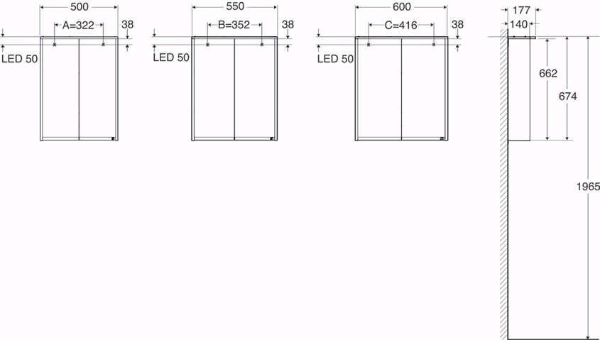 Spegelskåp Ifö Option Bas LED