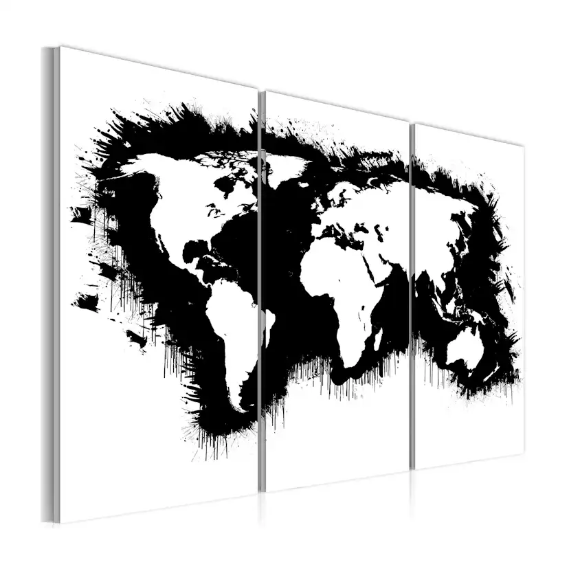 Tavla Arkiio Monochromatic Världskarta Triptyken