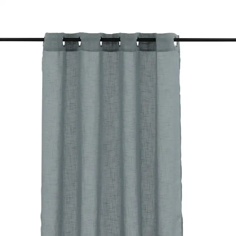 Kaya Curtain Polyester/fake linen - Grey - 140*290 - Eyelet Grå, Längd: 290 cm