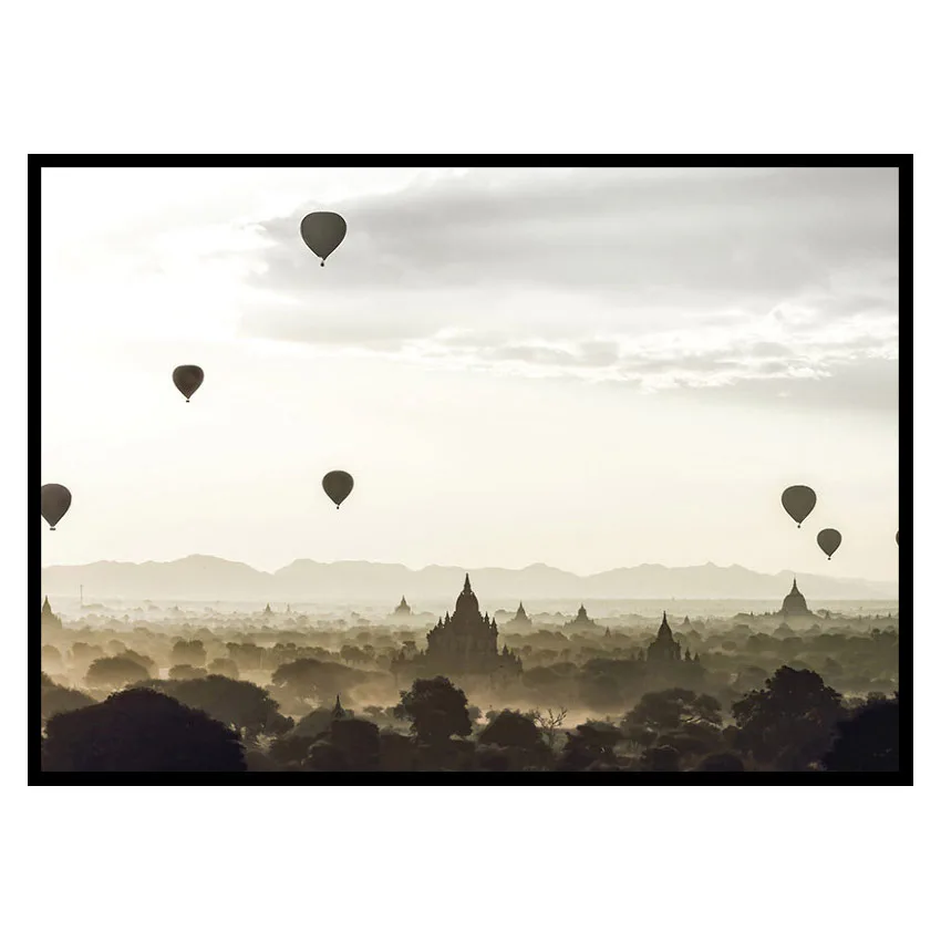Poster Gallerix Air Balloons Over Tempel