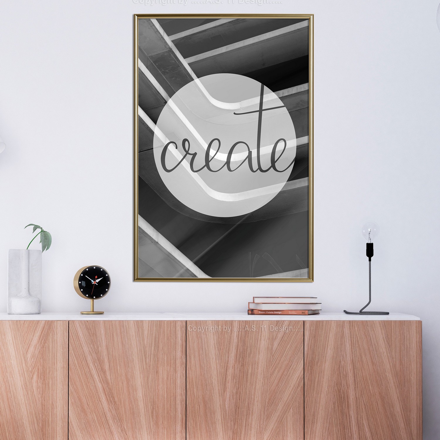 Affisch - Create [Poster] 20x30 Guld ram, 20x30 cm