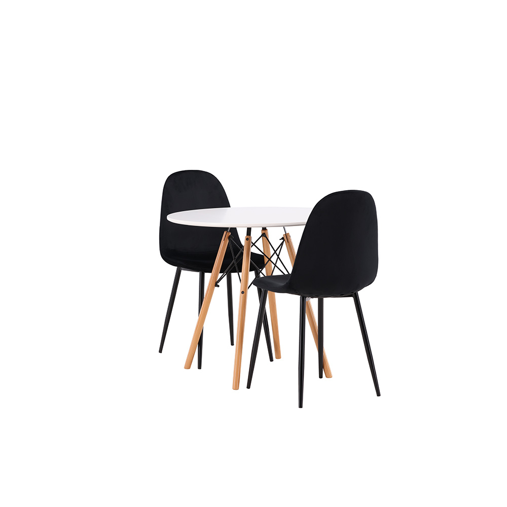 Matgrupp Venture Home Danburi Ø 60 cm med 2 Polar Sammet Stolar