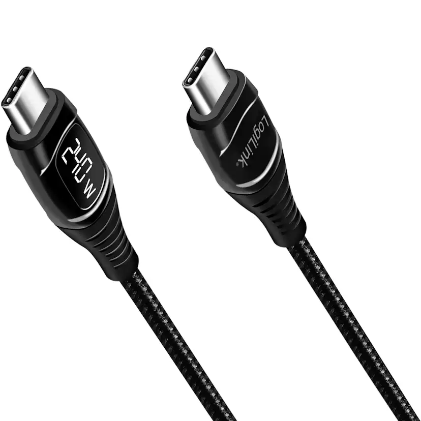 USB-C-kabel LogiLink Med display USB 2.0 PD 3.1 240W 1 m