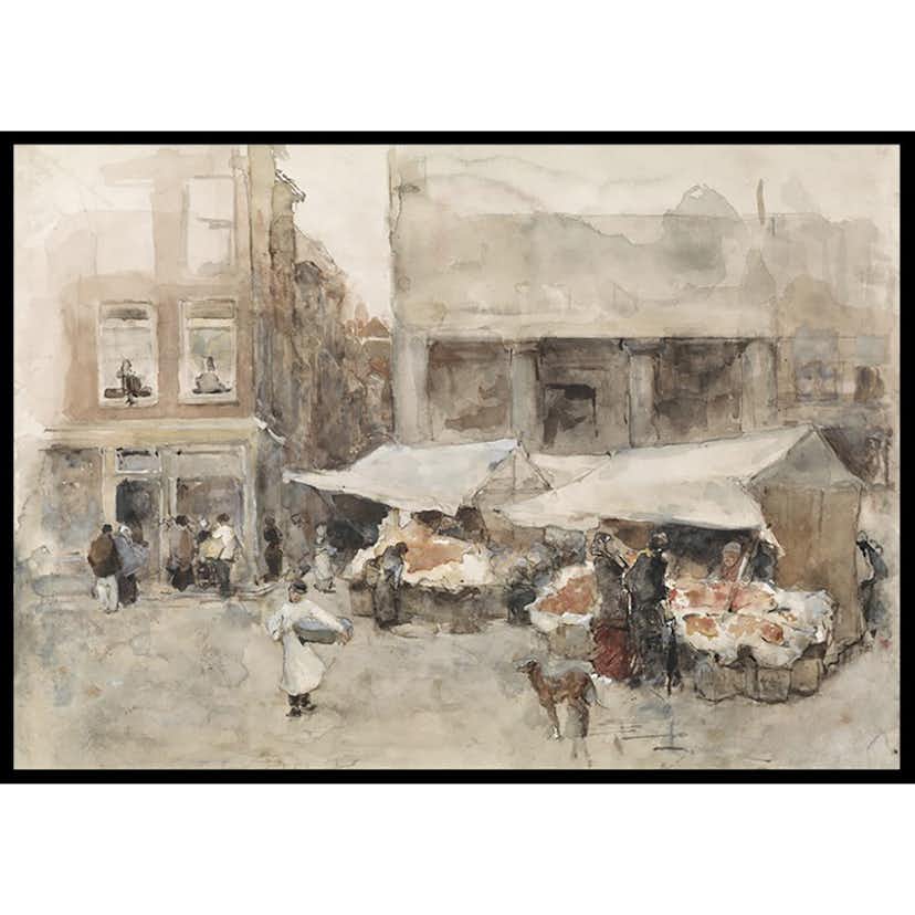Poster Gallerix Markt Met Bloemenstalletjes By Floris Arntzenius