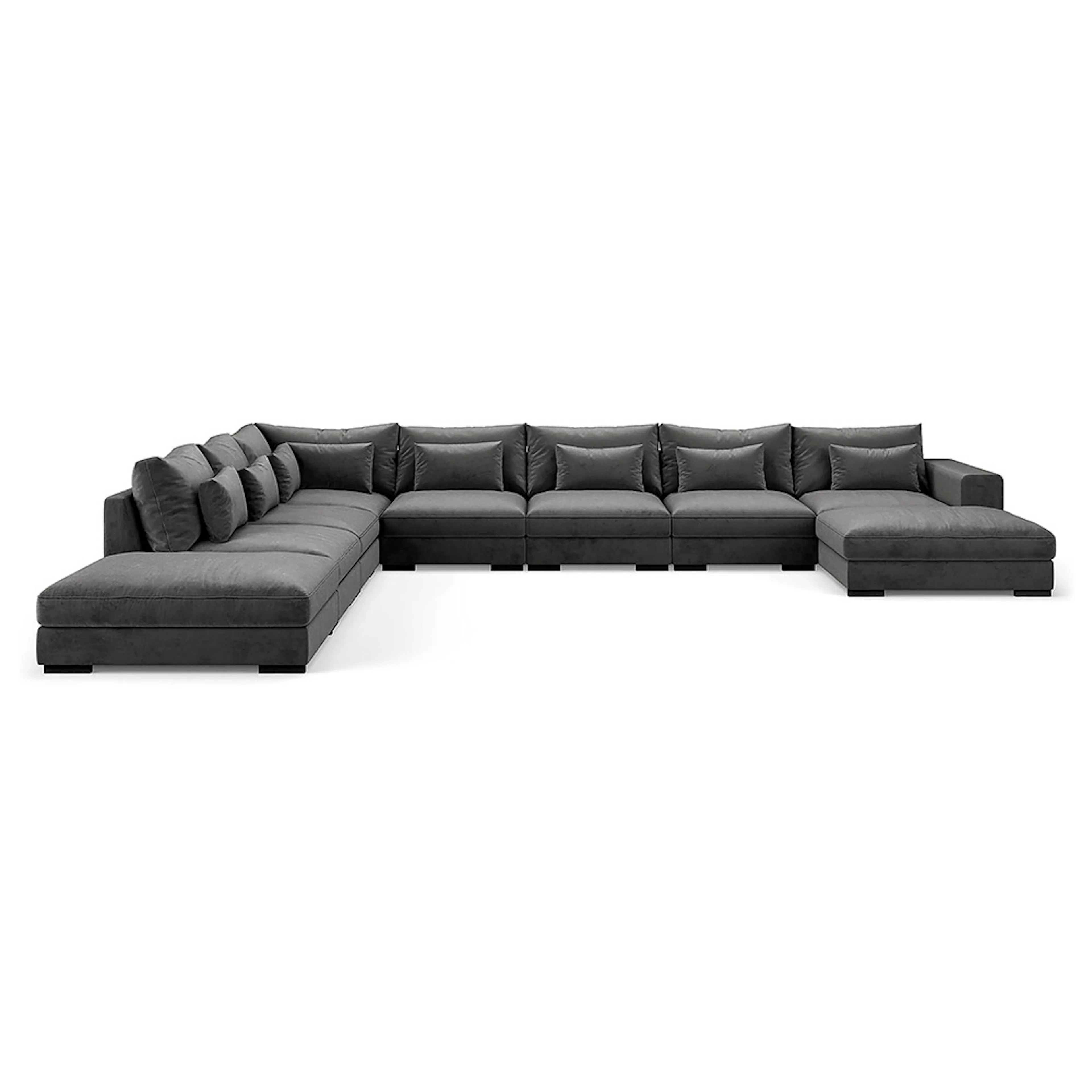 Dubai U-modulsoffa Large med Divan Höger Sammet Mörkgrå, Höger