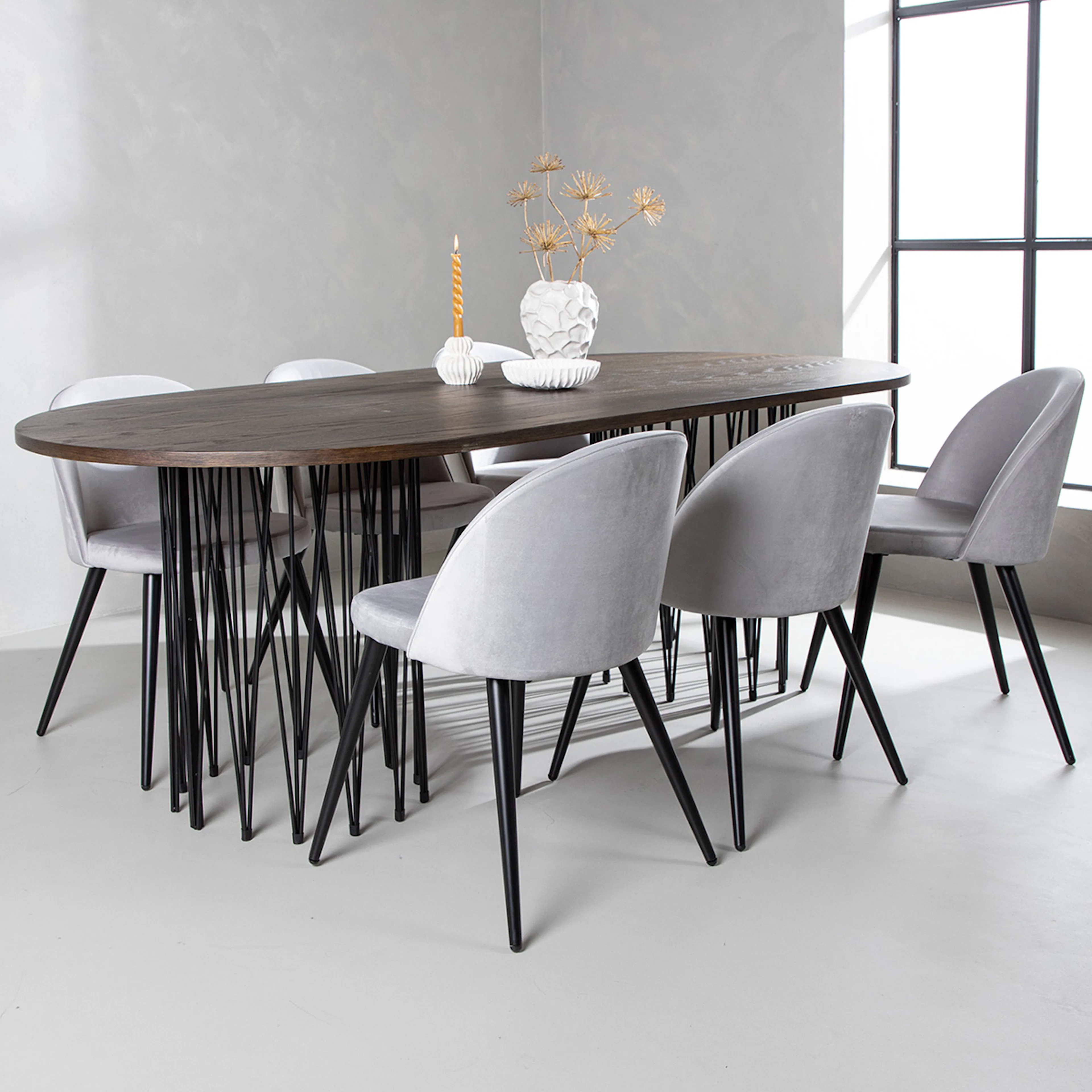 Matgrupp furniture/fashion Stone med 6 Velvet Stolar