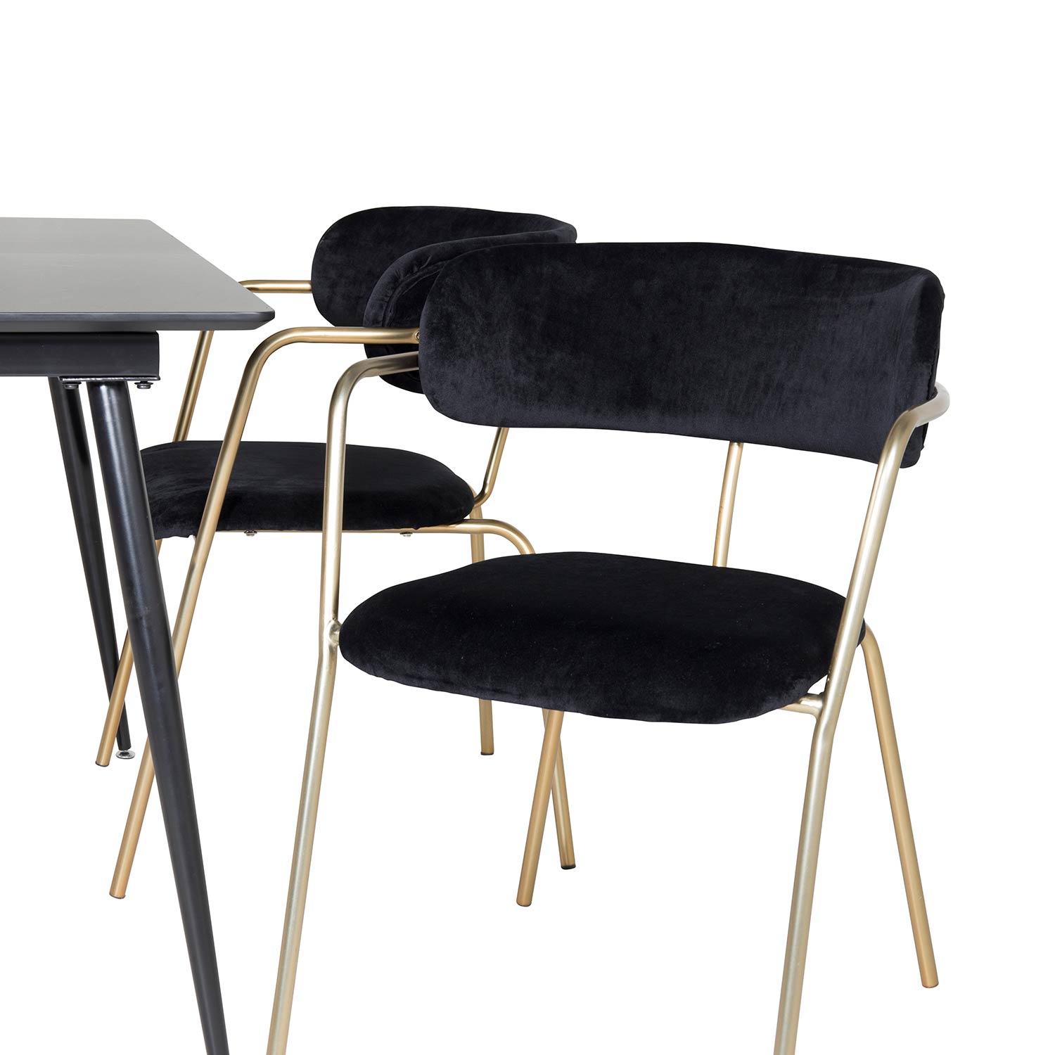 Matgrupp Venture Home Silvia med Iläggsskiva och 4 Aris Karmstolar