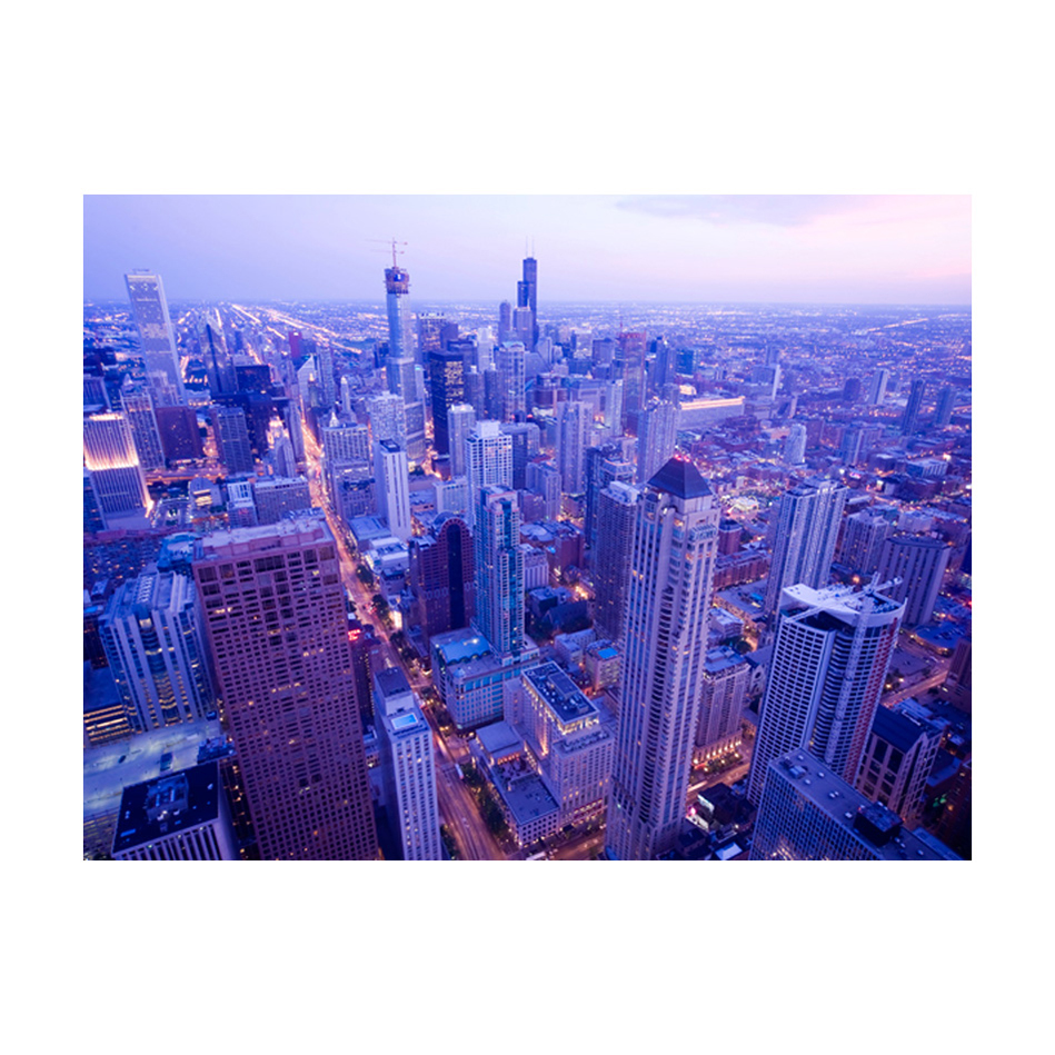 Fototapet Arkiio Skygga Lampor Vid Skymning I Chicago