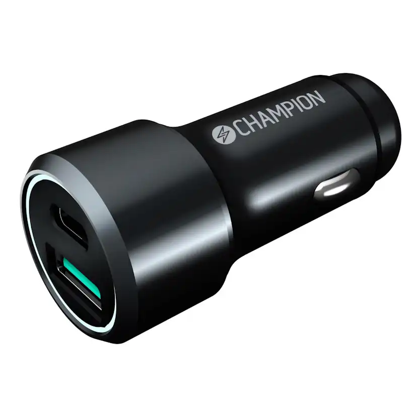 Billaddare Champion 43W 2-port QC/PD Svart