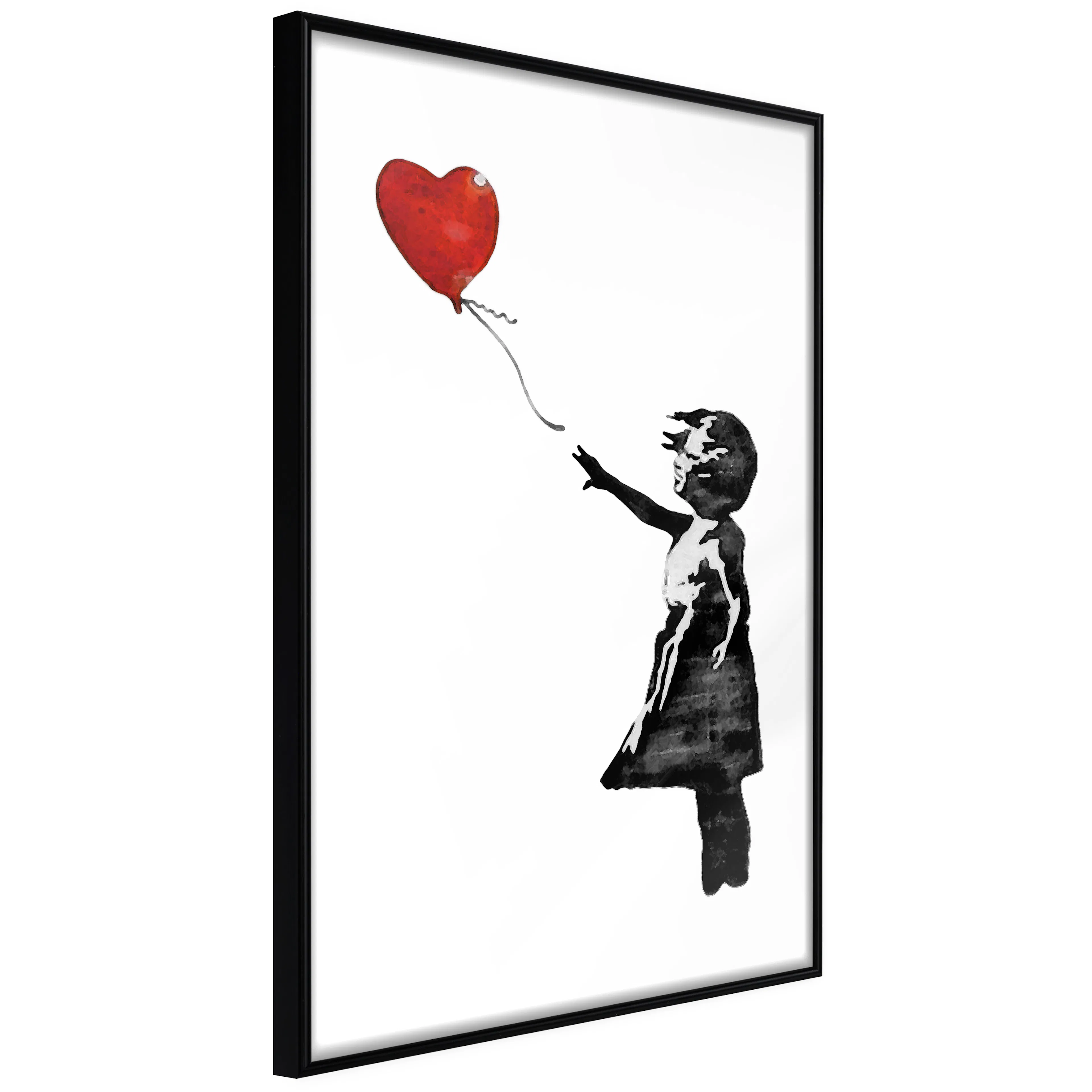 Affisch - Banksy: Girl with Balloon [Poster] 40x60 Svart ram, 40x60 cm