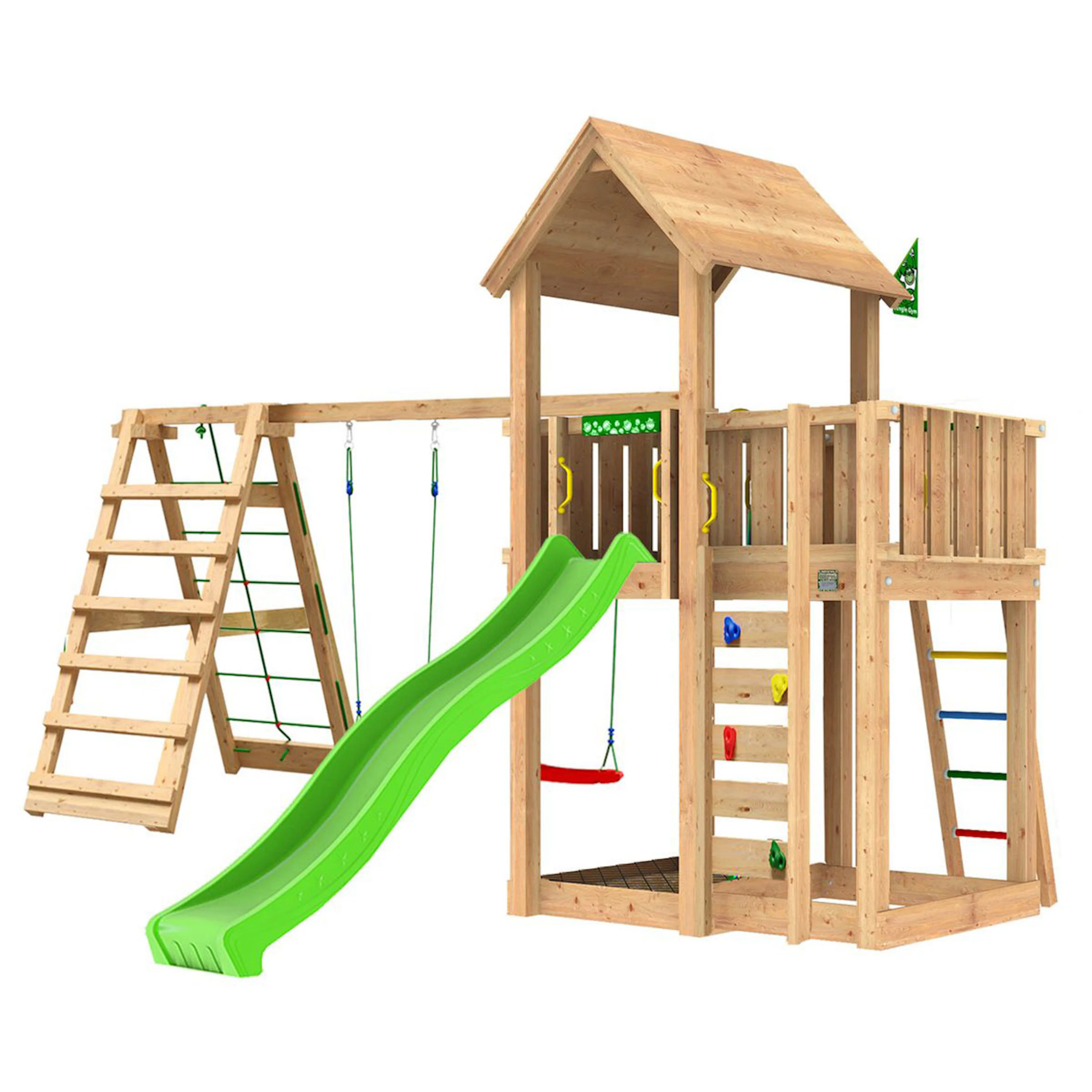 Lektorn Jungle Gym Mansion 2.1 Klättermodul Grön Rutschkana