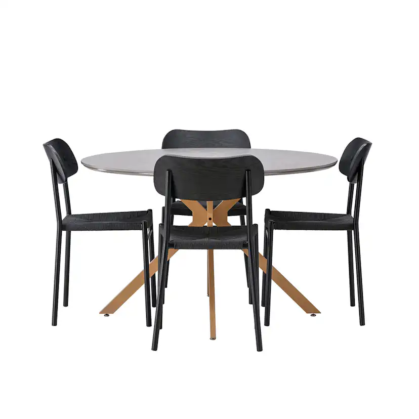 Matgrupp Venture Home Piazza Ø120 cm med 4st Polly Matstolar