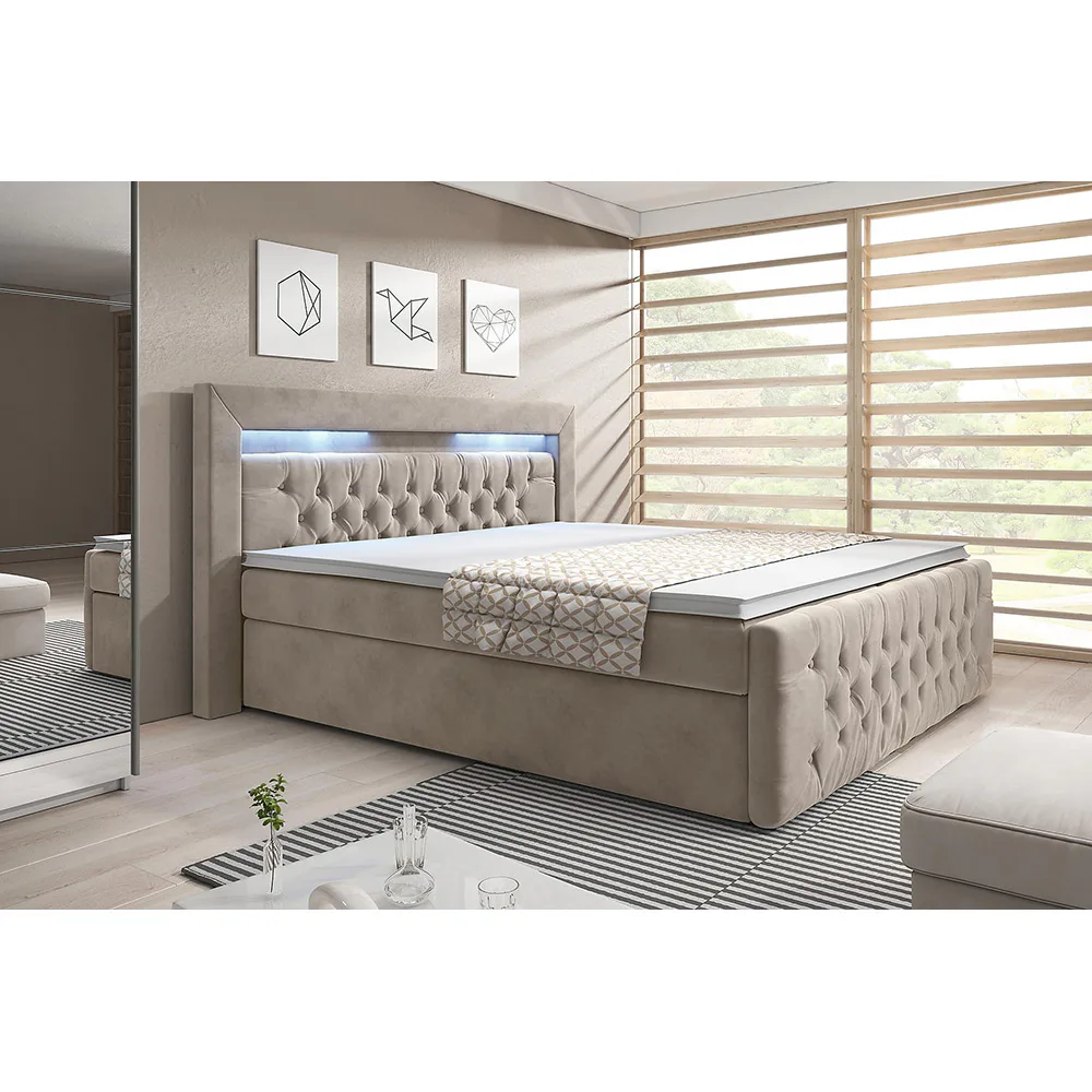 Franco Sängpaket 180x200 LED-belysning Beige, 180 cm