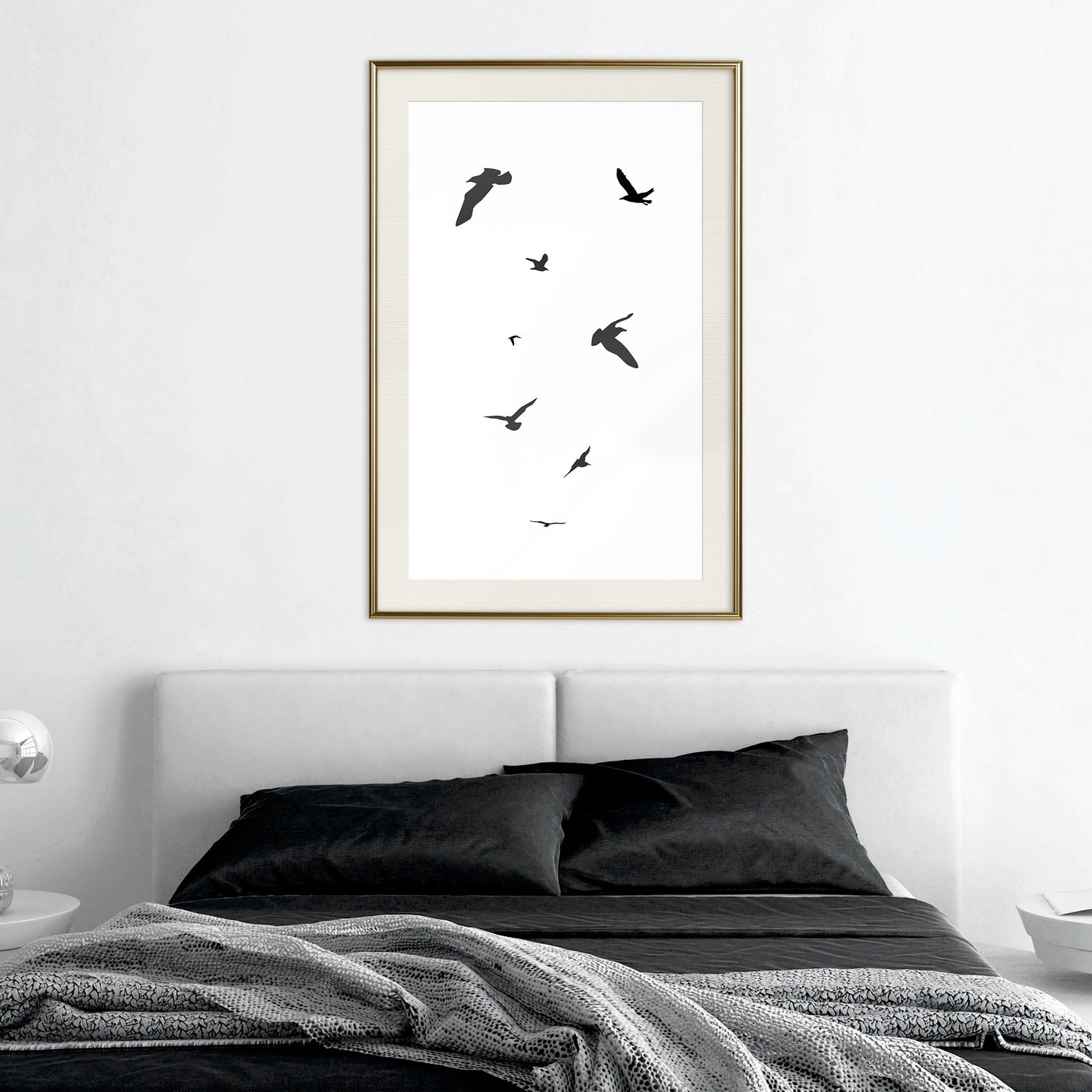 Affisch - Evening Flight [Poster] 40x60 Guld ram med passepartout, 40x60 cm