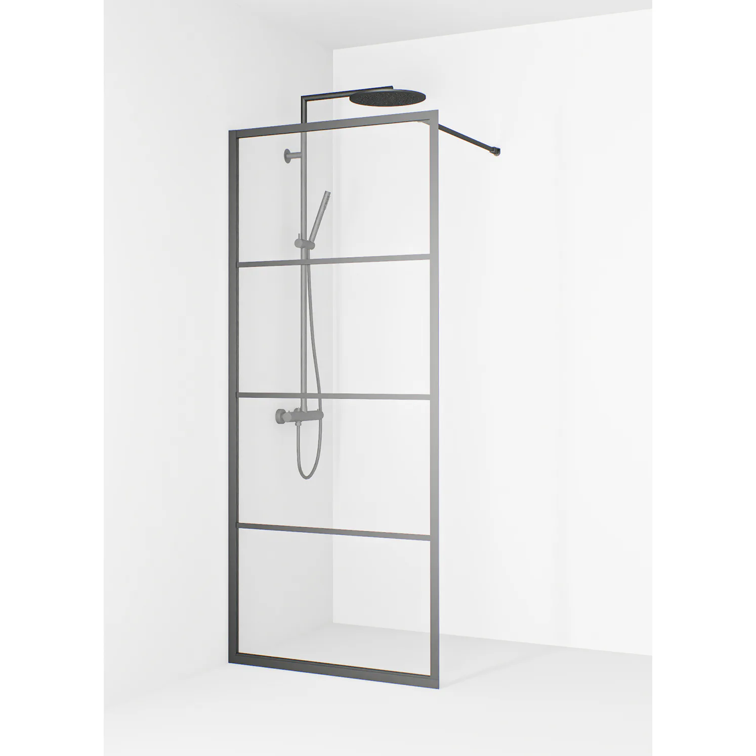 Empire Vägg 75 Gun metal Klarglas Avtagbara spröjs Färg: Gun Metal, Bredd: 750 mm
