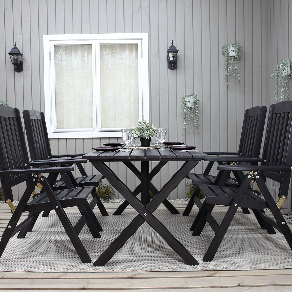 Trädgårdsmöbel Baltic Garden Olivia Svart 4-sits