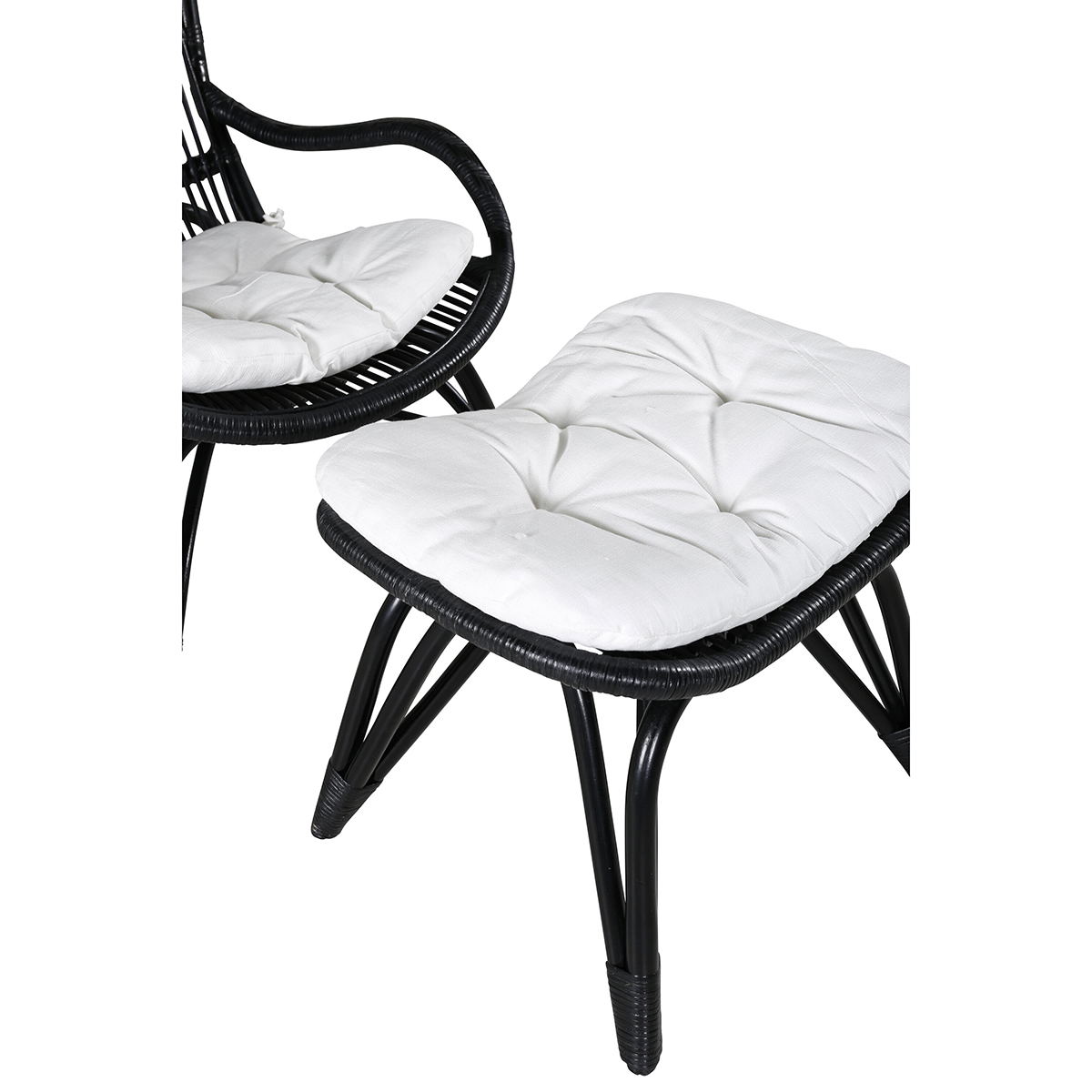 Ella Lounge Chair - BLACK rattan / Offwhite Cushion Ersätter Färg: Black