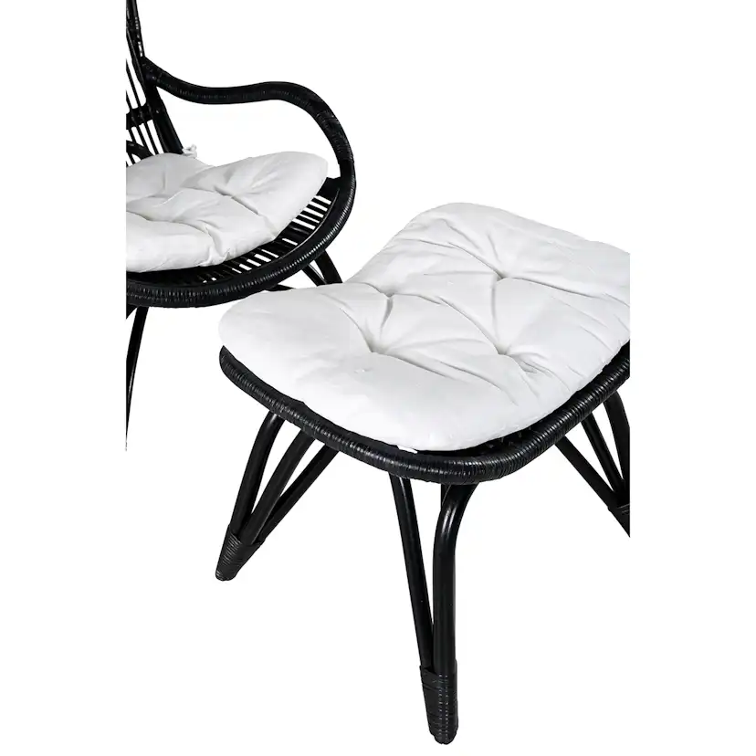 Ella Lounge Chair - BLACK rattan / Offwhite Cushion Ersätter Färg: Black
