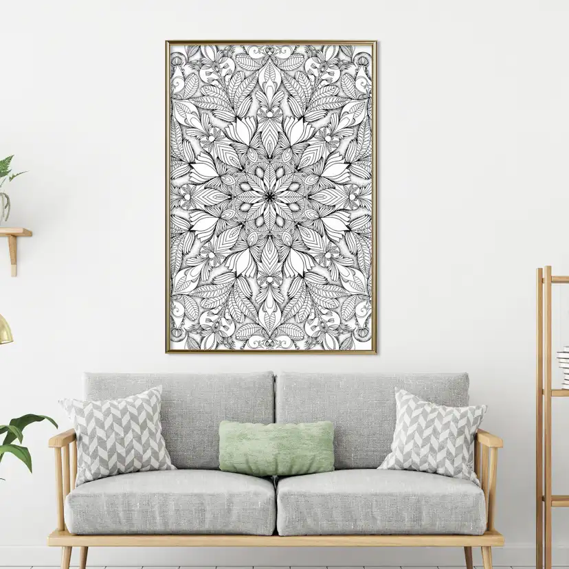 Poster Artgeist Affisch Monochrome Mandala