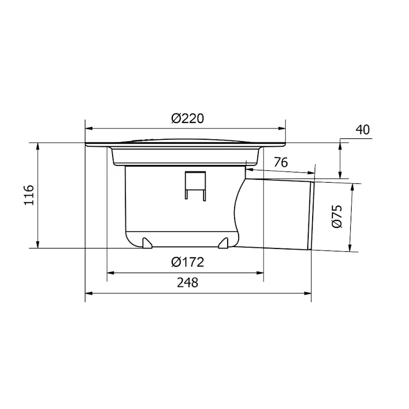Golvbrunn Purus Oden 75 Sidoutlopp