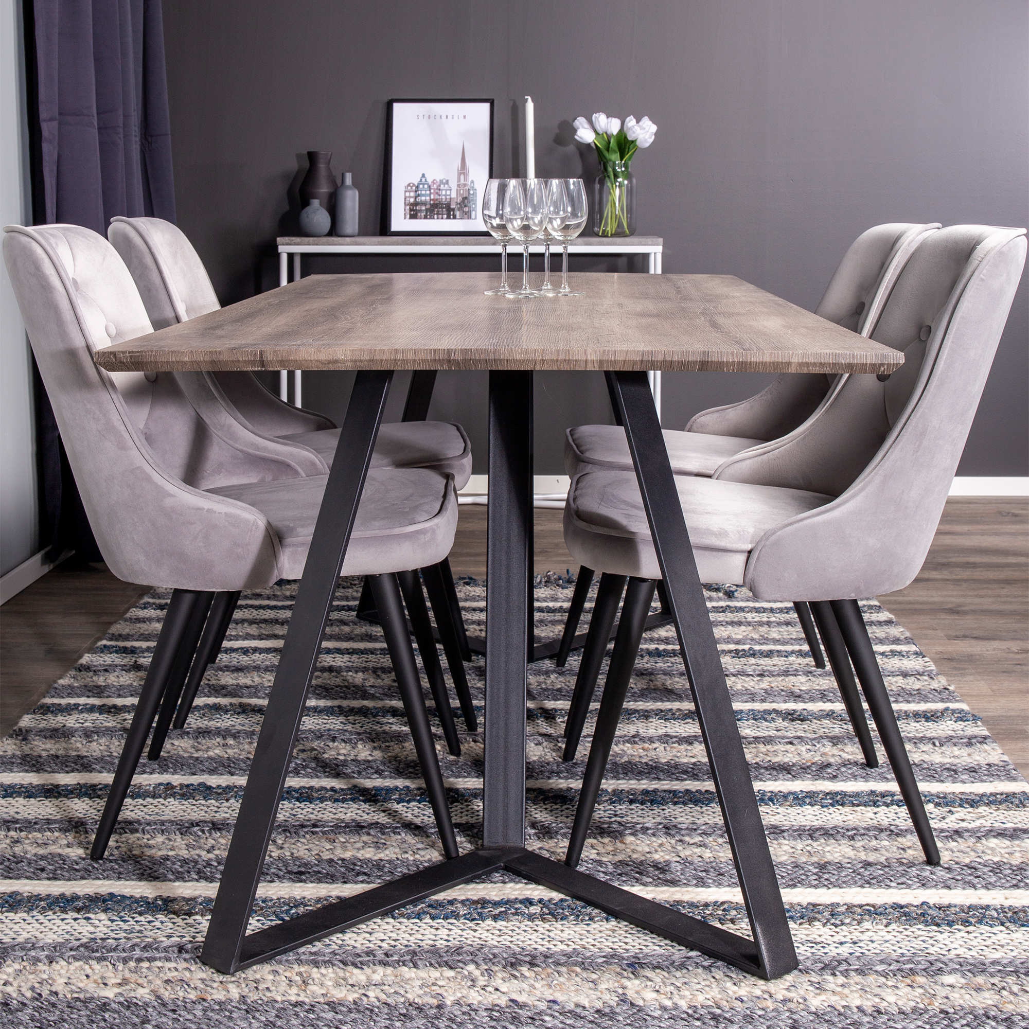 Matgrupp Venture Home Madde med 4 Vera Stolar Sammet