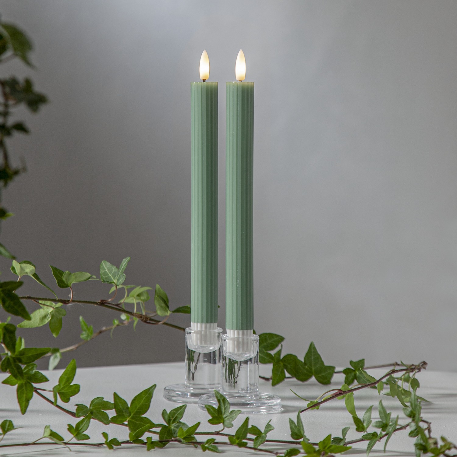 LEDAntikljus2p Flamme Stripe Grön