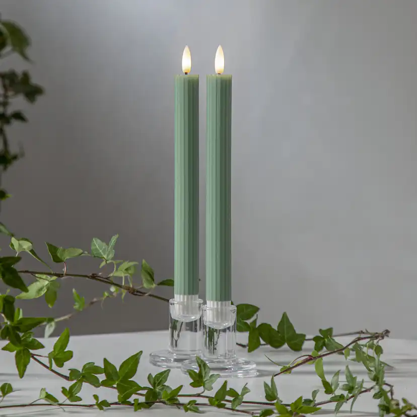 LEDAntikljus2p Flamme Stripe Grön