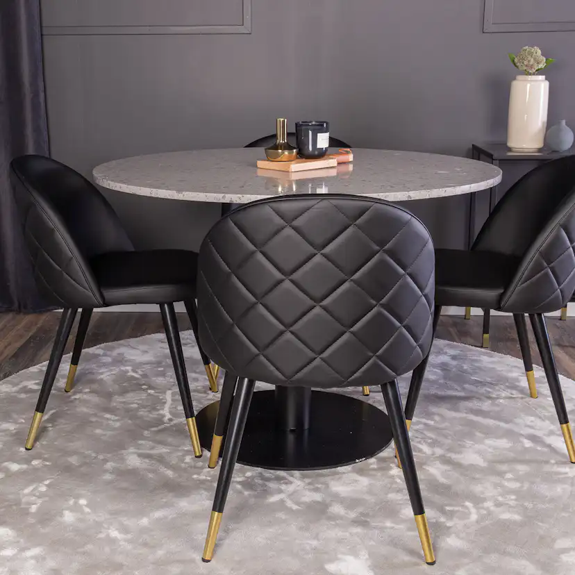 Matgrupp Venture Home Razzia med 4 Velvet stolar Skinn