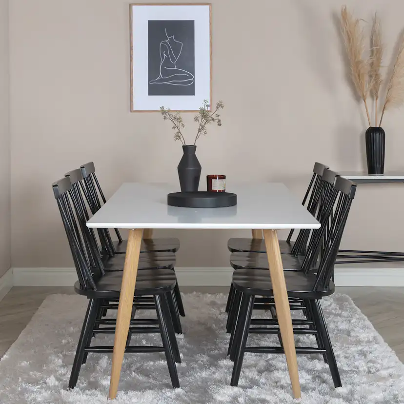 Polar Dining Table - 180*90*H75 - White / Oak, Lönneberga Wi Svart/Vit