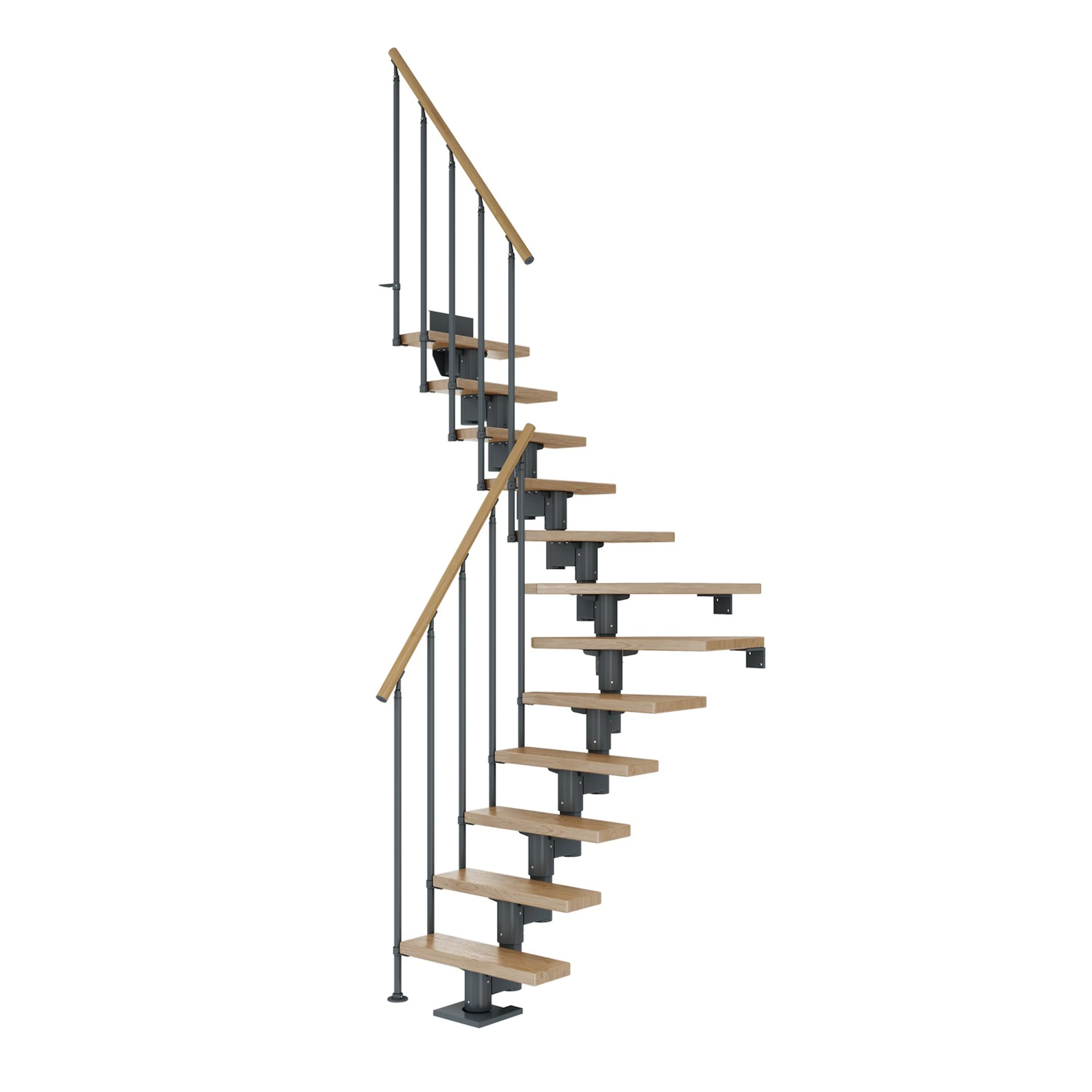 DUBLIN ek 1/4 svängd antracit CLASSIC II räcke 13T 71cm Antracit, LxB: 2180x710 mm