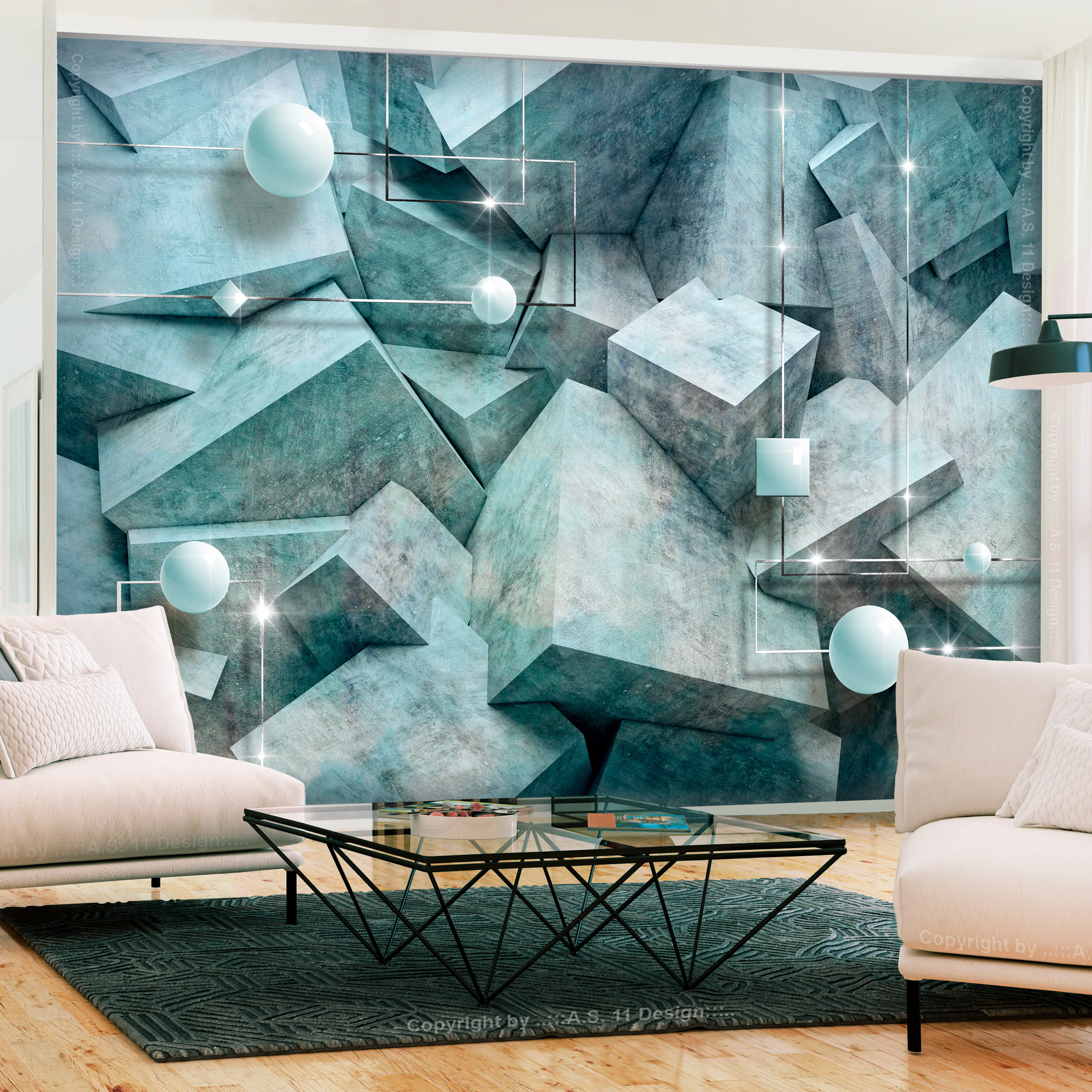 Fototapet Arkiio Concrete Cubes Green