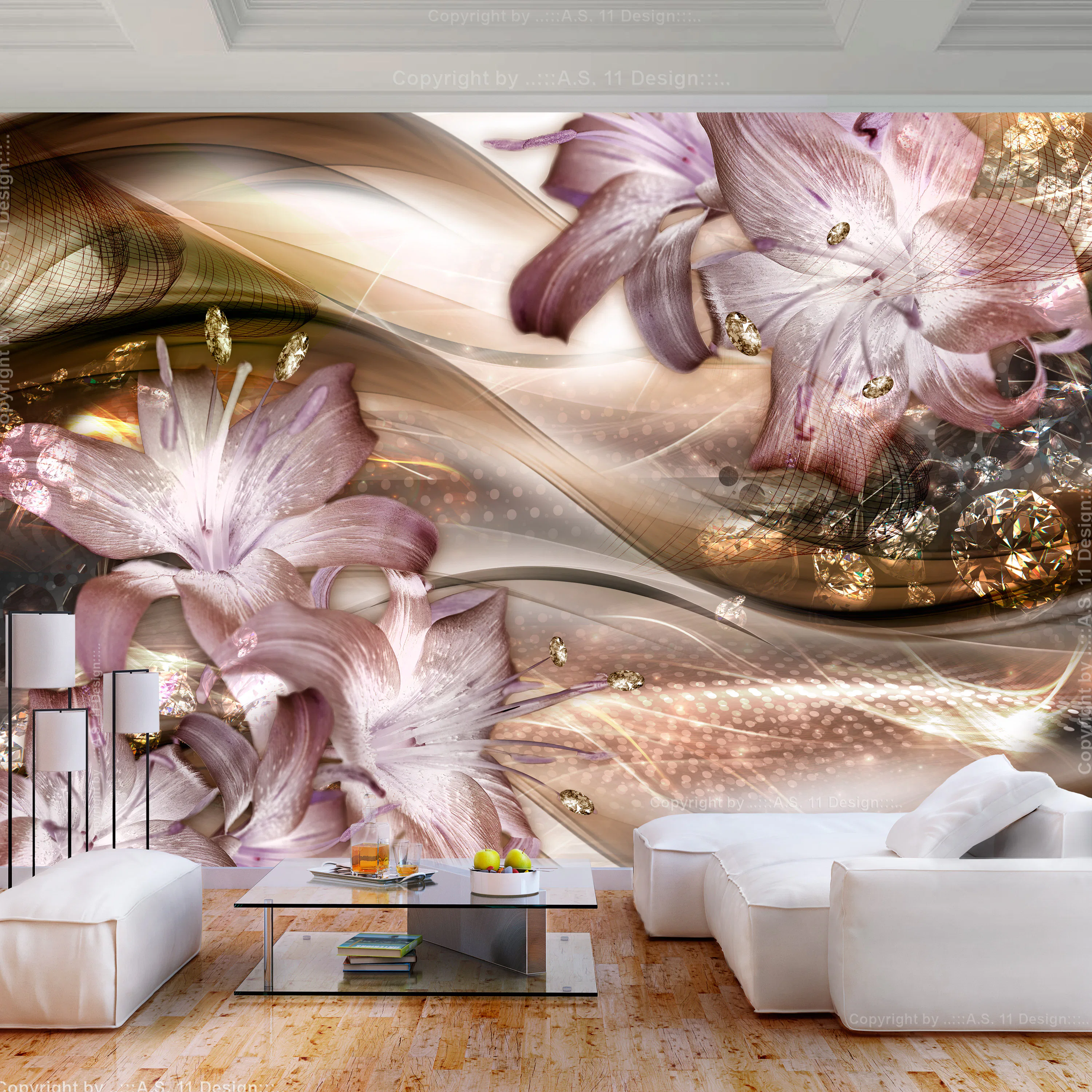 Fototapet Arkiio Lilies On The Wave Brown