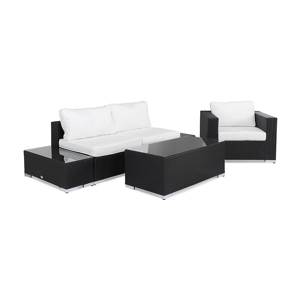 Loungegrupp Comfort Garden Bahamas Soffa 3-sits med Bord Svart/Vit
