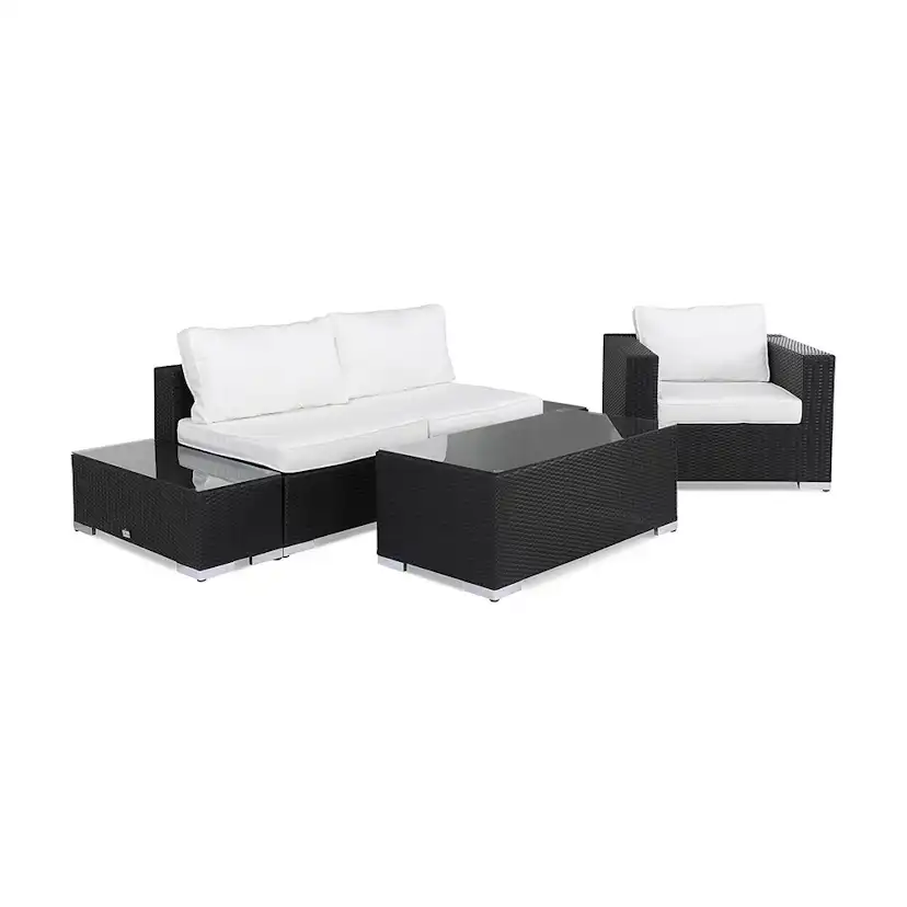 Loungegrupp Comfort Garden Bahamas Soffa 3-sits med Bord Svart/Vit