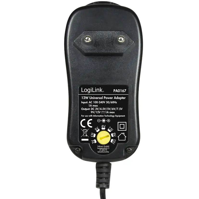 Nätadapter LogiLink 230V - 3-12V 1A 12W