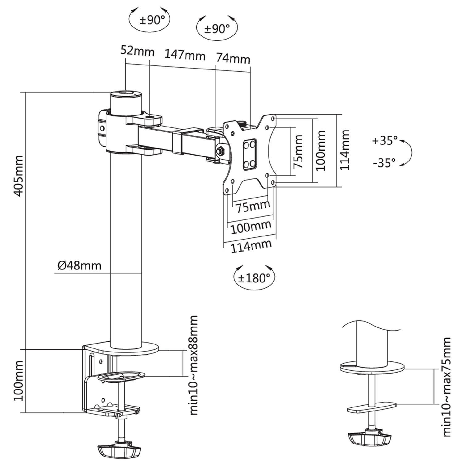 Monitorarm LogiLink 17-32 tum 199 mm