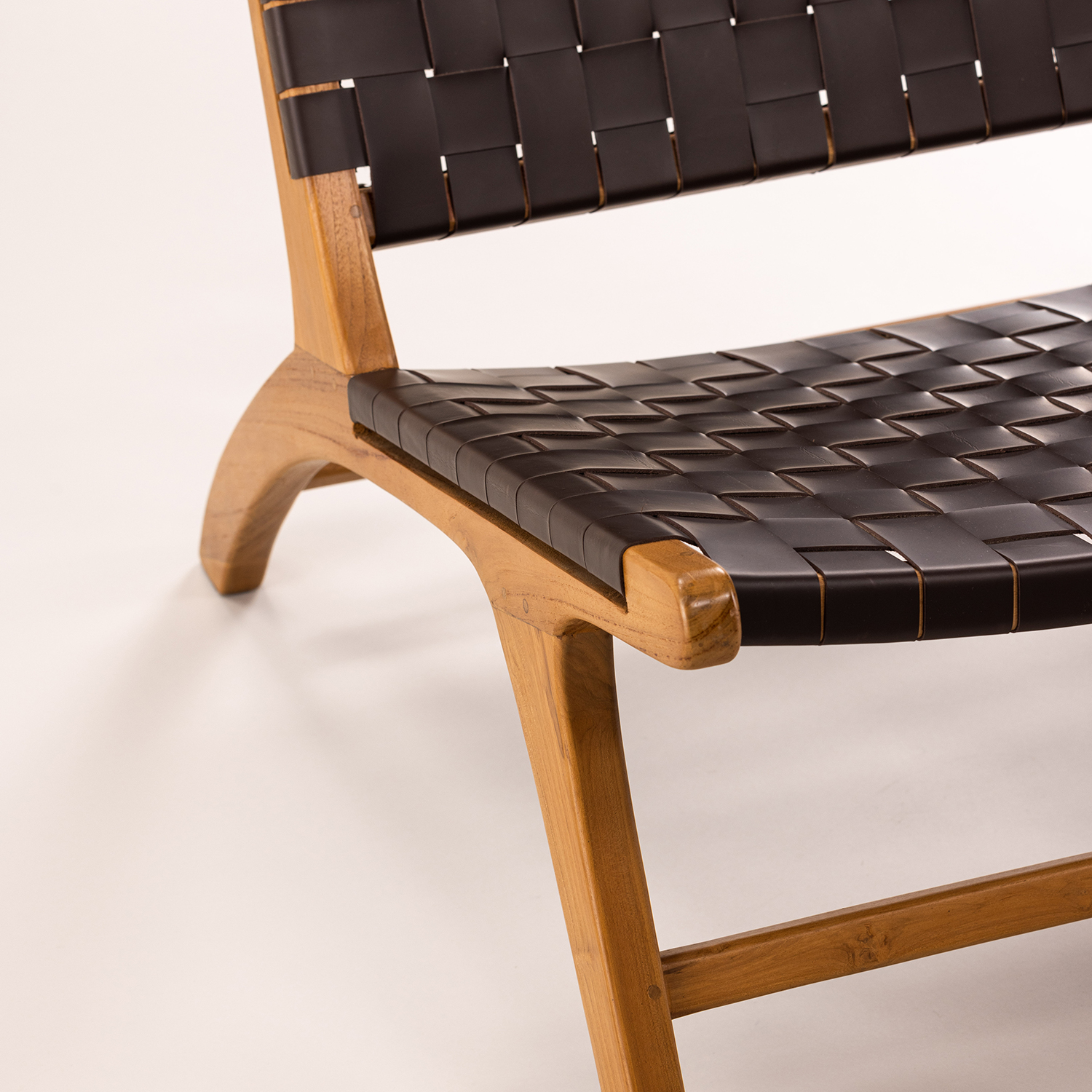 Loungestol Vind Rike Fåtölj i Brun Konstläder & Teak