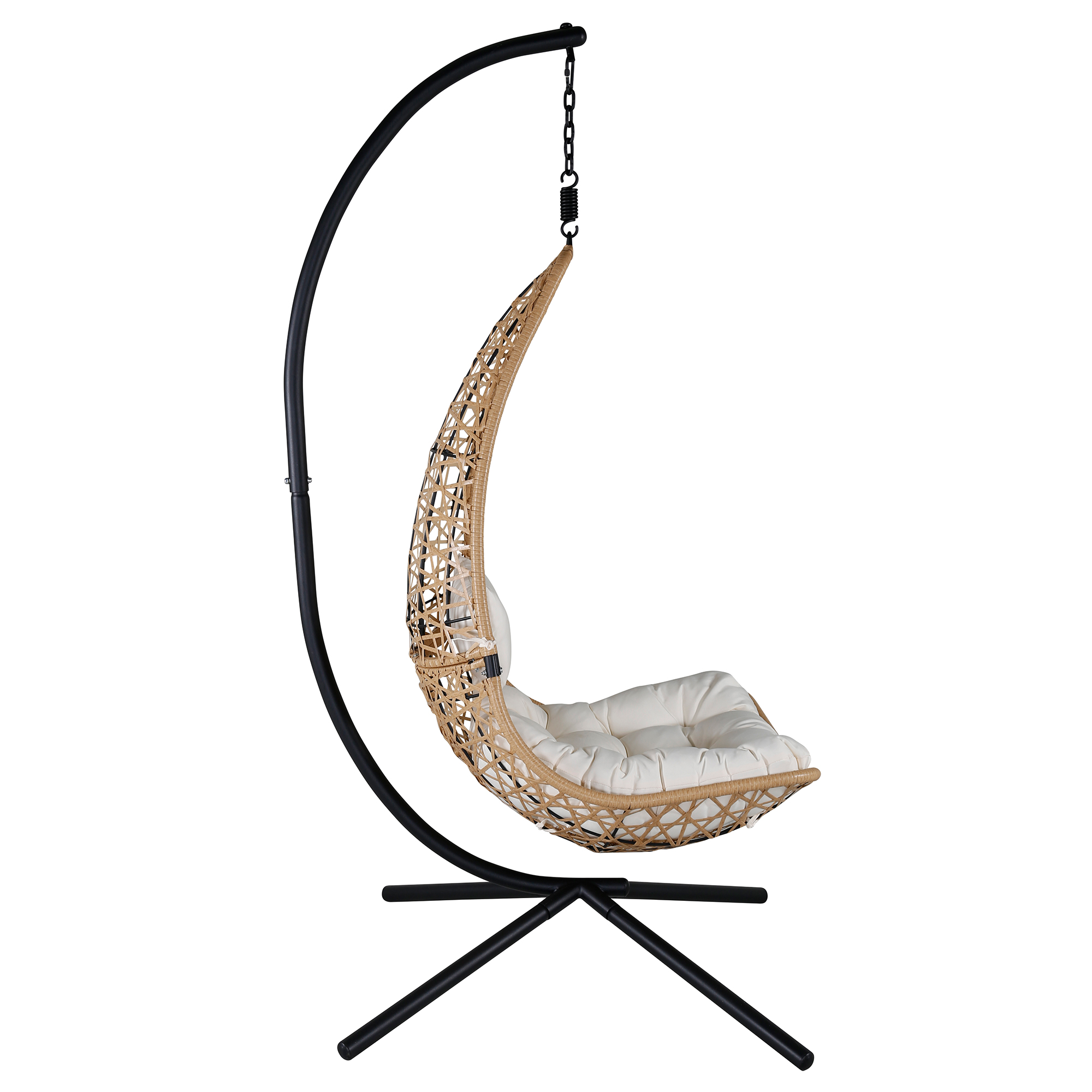 Edinburgh Hanging chair - Black frame/nature wicker/white cu Svart/Natur