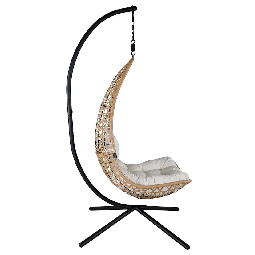 Edinburgh Hanging chair - Black frame/nature wicker/white cu Svart/Natur