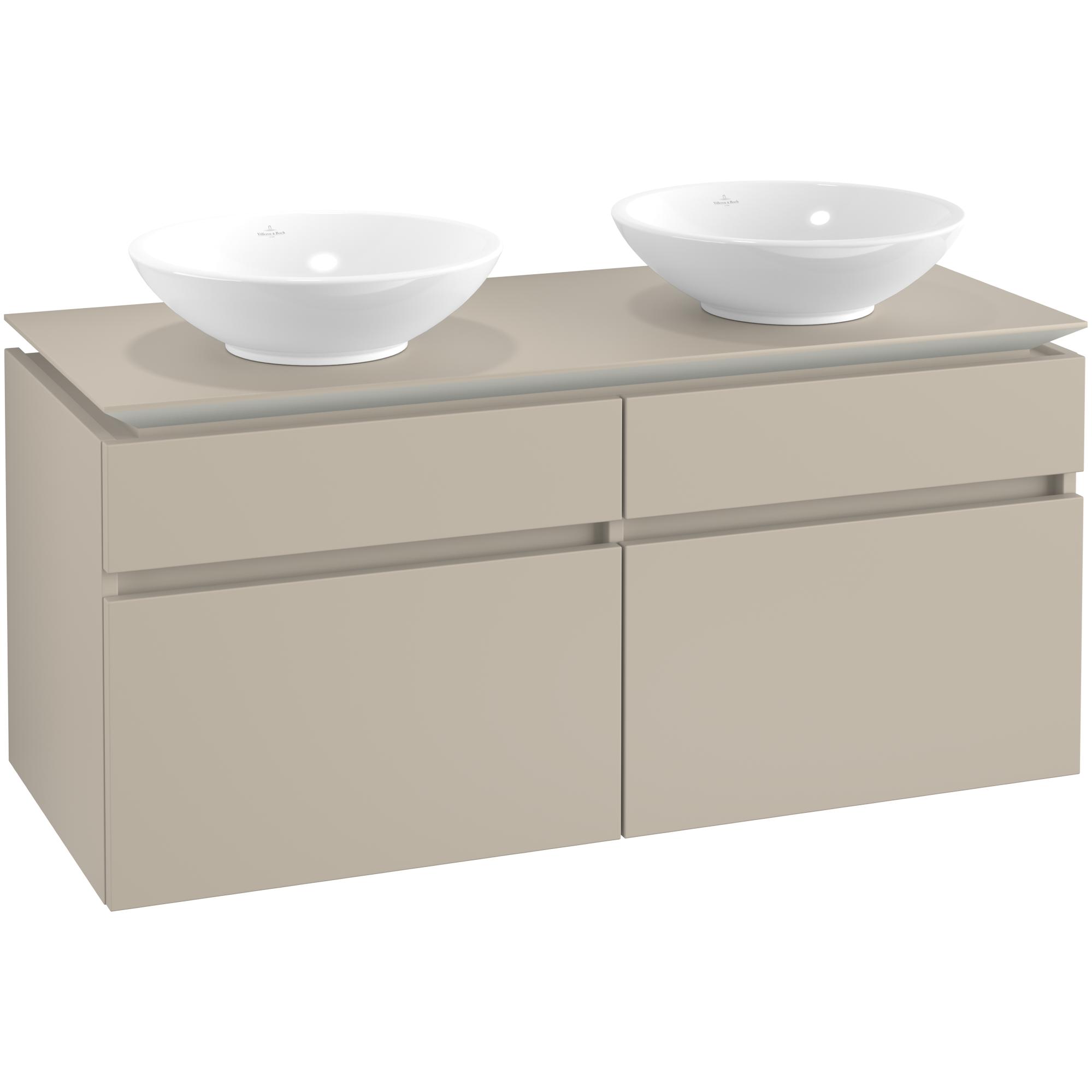 Tvättställsskåp Villeroy & Boch Legato 1200 med 4 Lådor för Två Ytmonterade Tvättställ
