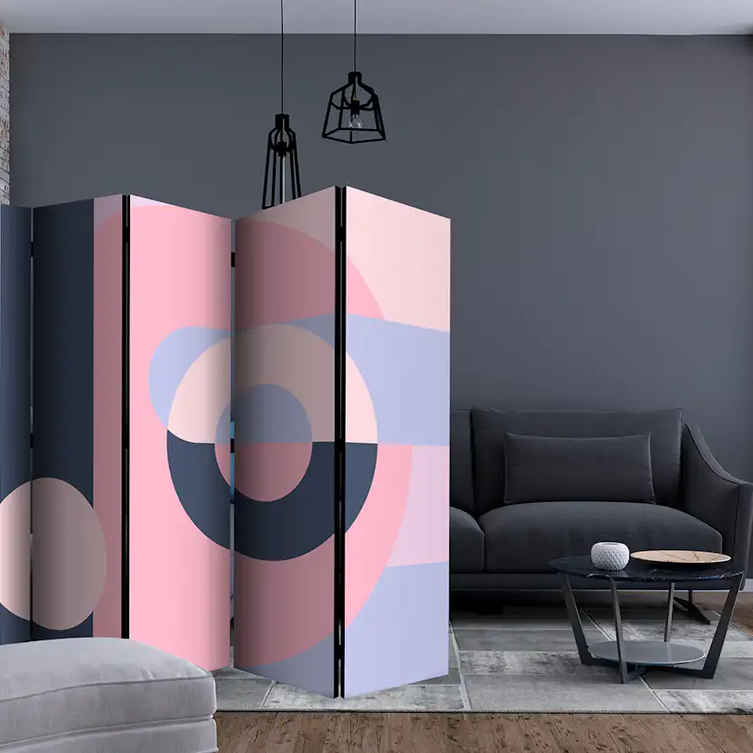 Rumsavdelare Skärmvägg Arkiio Geometric Wreath Violet II 225x172 cm