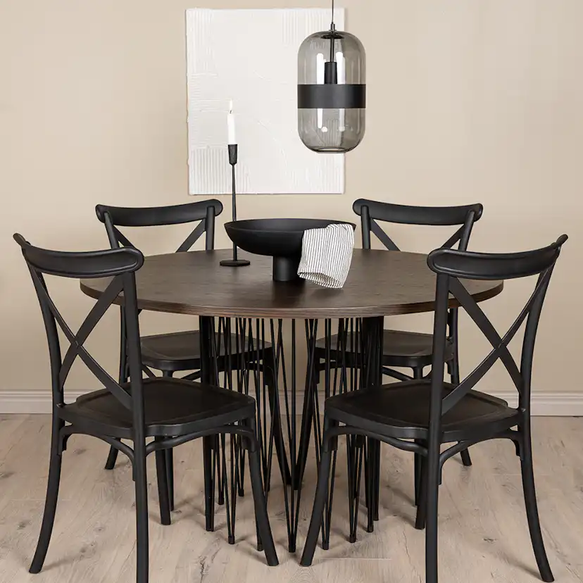 Matgrupp furniture/fashion Stone Rund med 4 Crosett Stolar