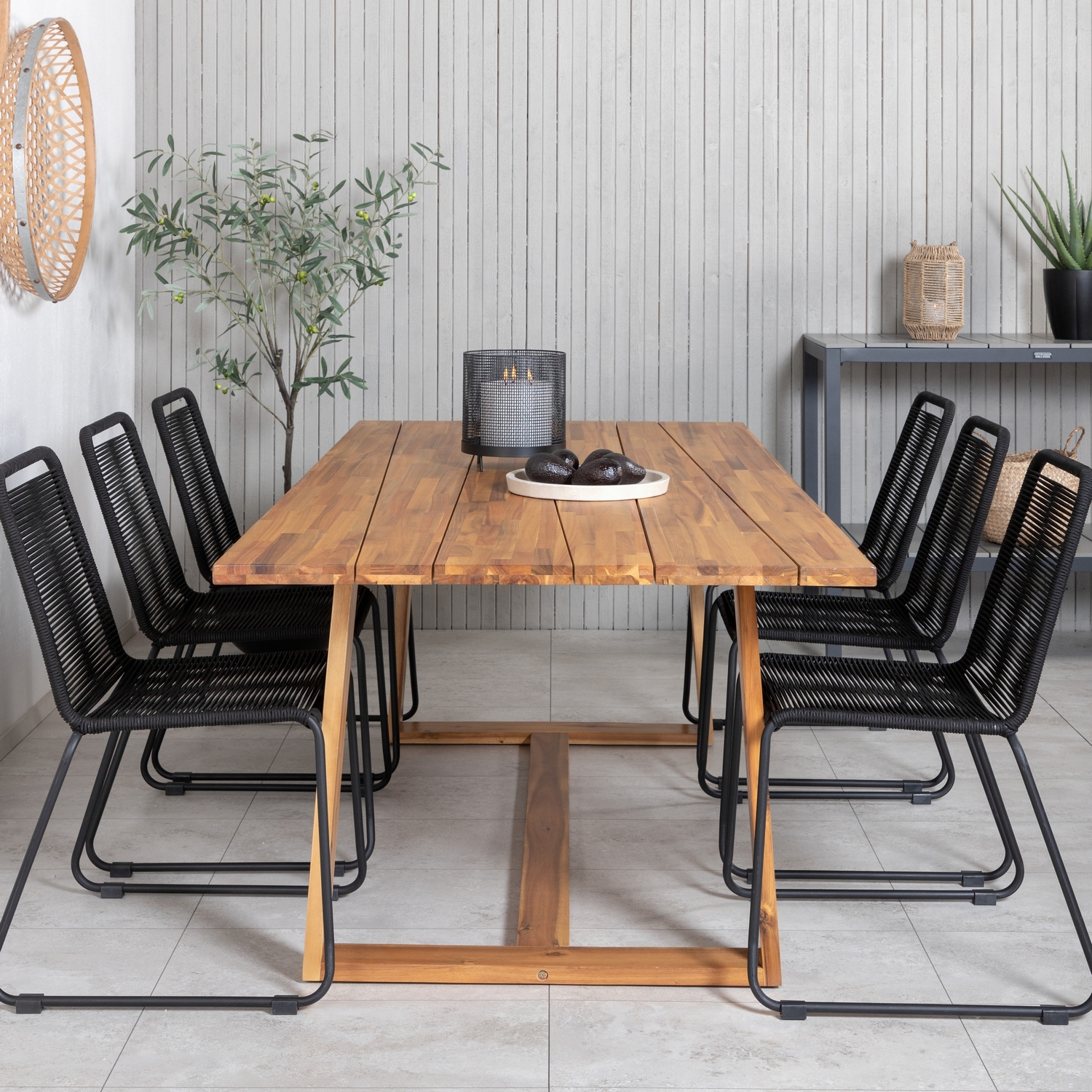 Matgrupp Utomhus Venture Home Plarra med 6 Lumi Trädgårdsstolar