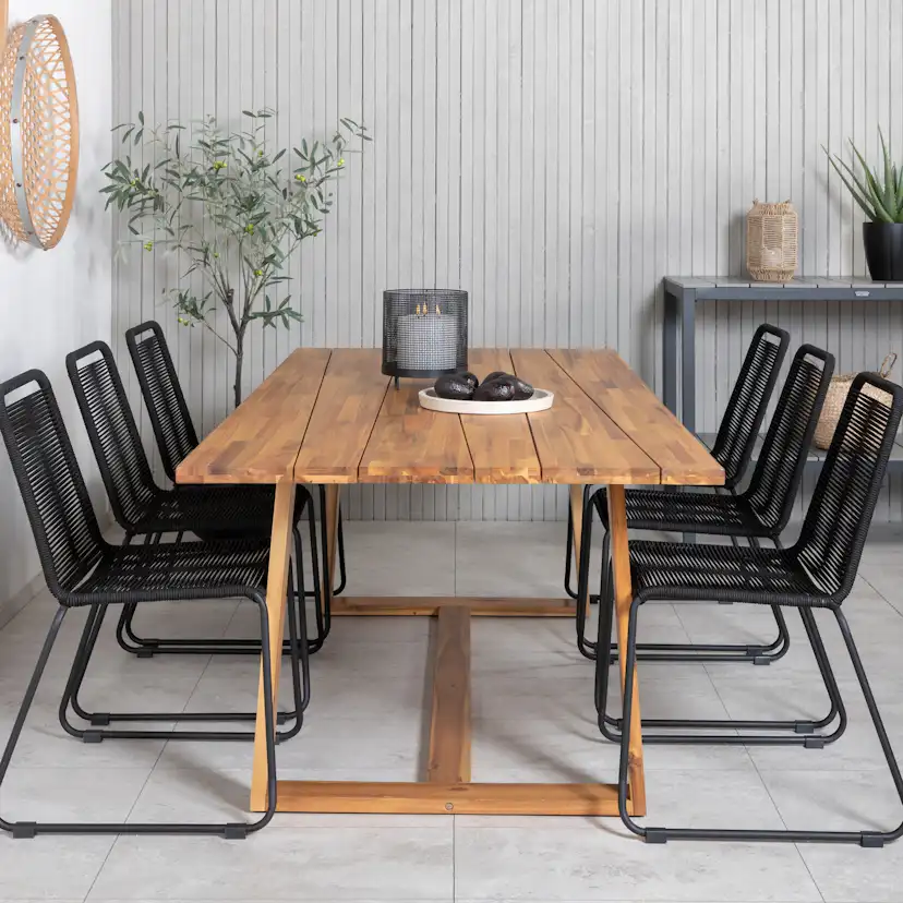 Matgrupp Utomhus Venture Home Plarra med 6 Lumi Trädgårdsstolar