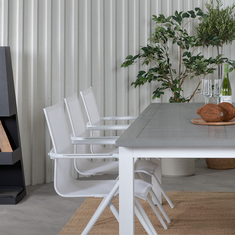Matgrupp Venture Home Aleyna 224 Vit med 6 Aspen Matstolar